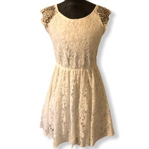 Y2K Punk Rock Casual Wedding Dress | Lace w/ Studs | Worn 1x | Fit & Flare